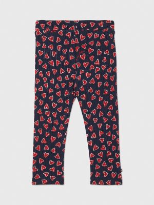 Babyhug Ankle Length Denim Culotte Pant With Heart Print & Bow Applique - Light Blue main image 0