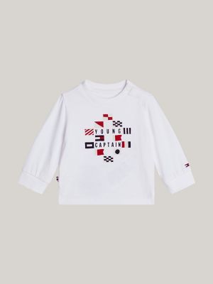Babies' Flocked Captain Logo T-Shirt, White