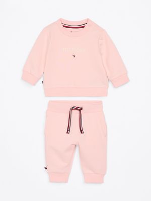 Babies' Hilfiger Logo Sweatsuit, Precious Pink