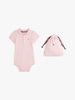 Babies' Polo Onesie and Gift Bag Set, Precious Pink
