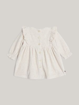 Babies' Long-Sleeve Ruffle Dress, Country Ivory Heather