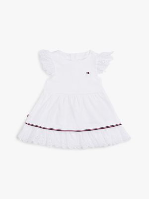 Babies' Stretch Eyelet Dress, White