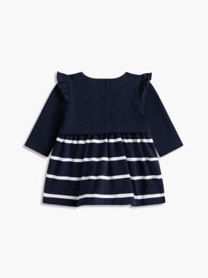 Платье Tommy Hilfiger Striped Flutter Sleeve для малышей, цвет: Тёмно-синий полосатый — фото 2