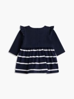 Babies' Striped Flutter Sleeve Dress — Navy Stripe 2
