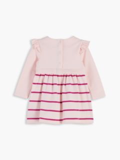 Babies' Striped Flutter Sleeve Dress — Whimsy Pink Stripe 2