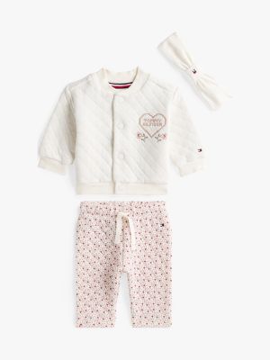 Babies' Bomber Jacket and Pant Set, Ivory Silk