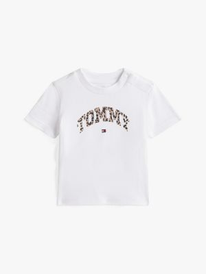 Babies' Leopard Print Logo T-Shirt, White