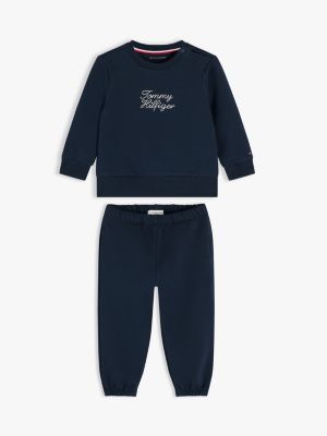 Babies' Hilfiger Logo Sweatsuit Set, Dark Night Navy