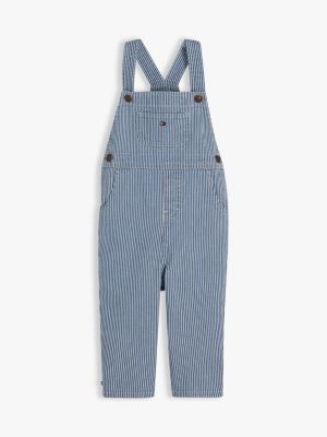 Babies' T-Shirt & Denim Overall Set, Light Blue Railroad Stripes