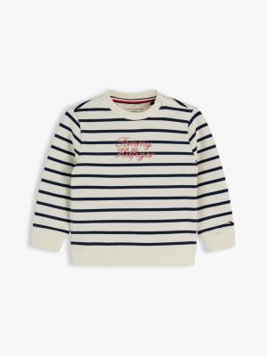 Babies' Hilfiger Logo Sweatshirt, Ancient White Stripes