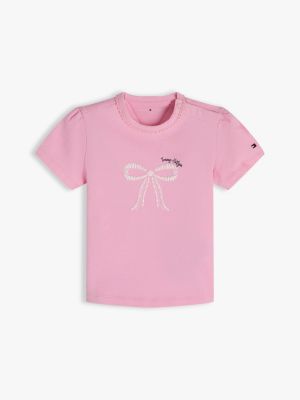 Babies' Bow Logo T-Shirt, Classic Pink