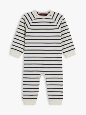 Babies' Nautical Stripe Coverall, White Stripes