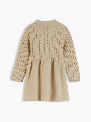 Платье Tommy Hilfiger Cable Knit Sweater Dress для малышей, цвет: Золотой меланжевый — фото 2