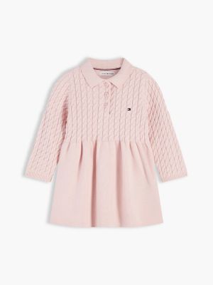 Babies' Cable Knit Sweater Dress, Whimsy Pink