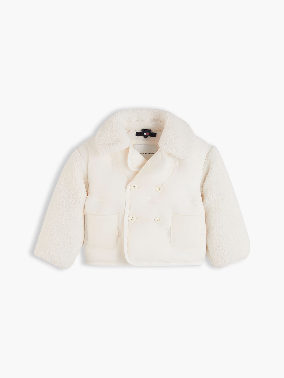 Babies' Mixed-Media Fleece Jacket — White