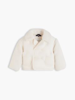 Babies' Mixed-Media Fleece Jacket — White 1