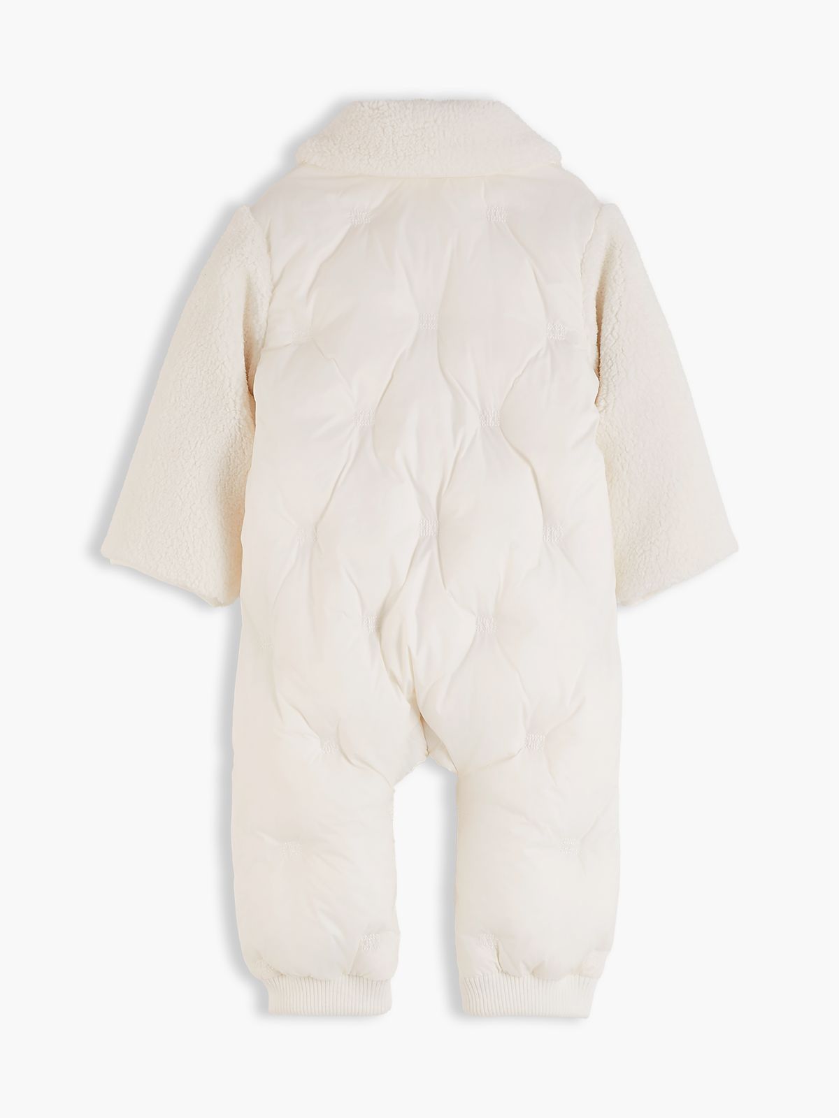 Babies' Mixed Media Fleece Snowsuit — White