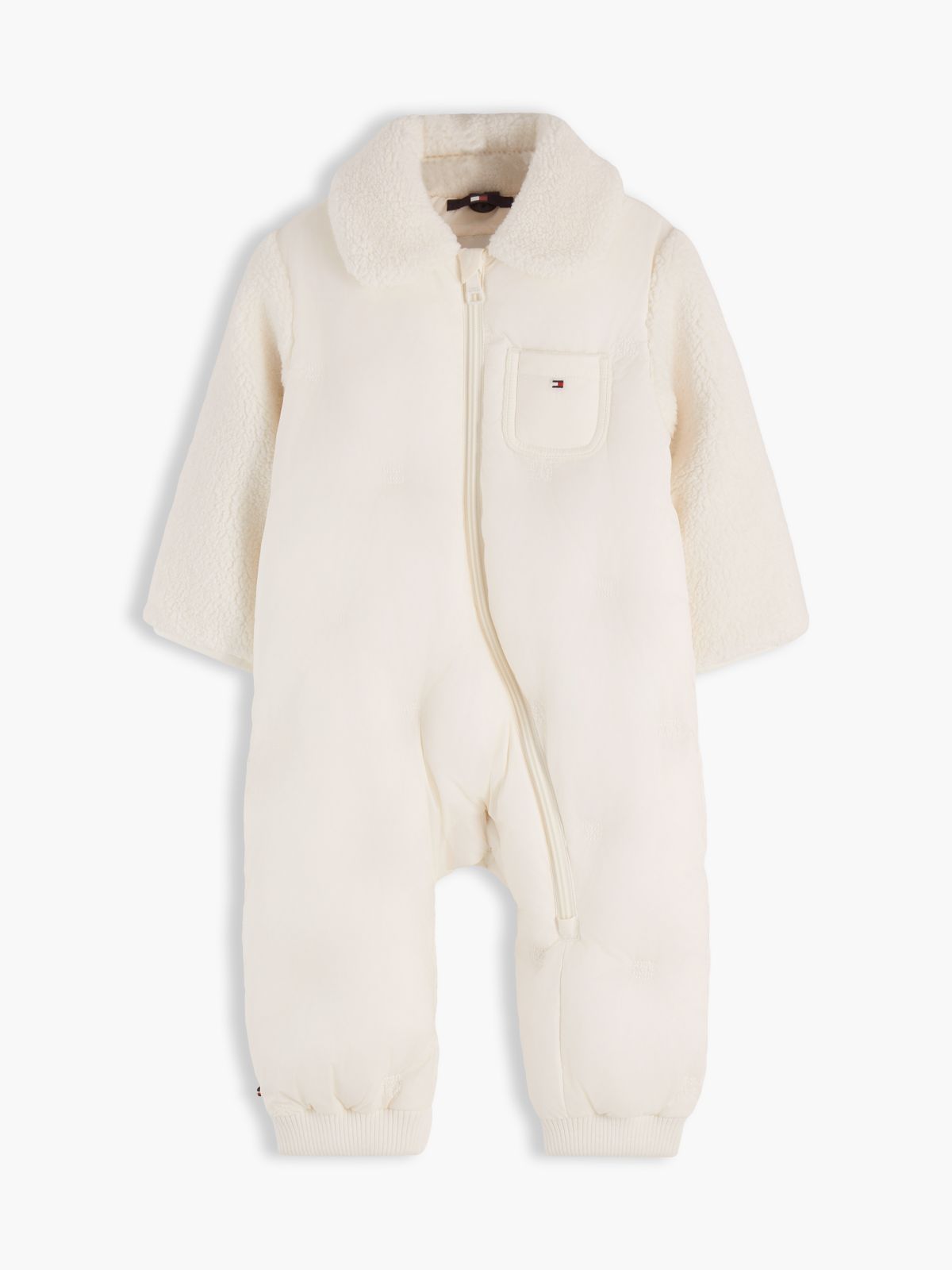 Babies' Mixed Media Fleece Snowsuit — White