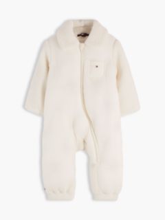 Babies' Mixed Media Fleece Snowsuit — White 1