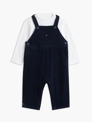 Babies' T-Shirt & Corduroy Overall Set, Dark Blue