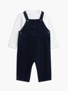 Babies' T-Shirt & Corduroy Overall Set — Dark Blue 1