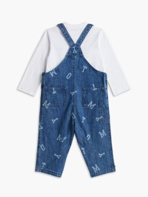 Комплекты Tommy Hilfiger T-Shirt & Logo Denim Overall Set для малышей, цвет: Джинсовый средний — фото 2