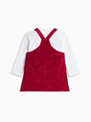 Детский комплект Tommy Hilfiger: вельветовое платье-комбинезон и топ, цвет: Ягодный — фото 2