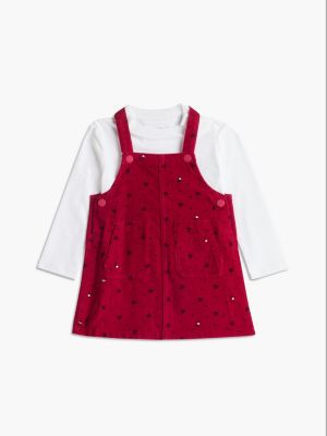 Babies' Corduroy Overall Dress & Top Set, Blissful Berry Heart