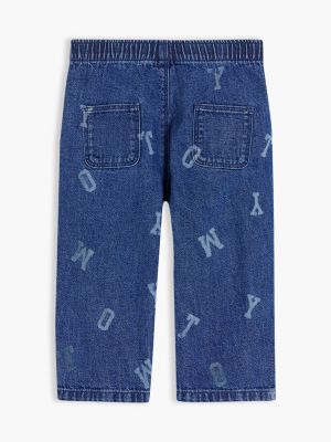 Джинсы Tommy Hilfiger Allover Tommy Logo Pull-On Jean для малышей, цвет: Джинсовый средний — фото 2