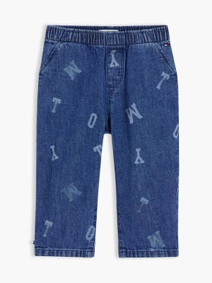 Babies' Allover Tommy Logo Pull-On Jean, Denim Medium 01