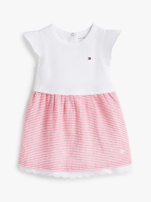 Babies' Striped Seersucker Combo Dress, Red Alert Stripes