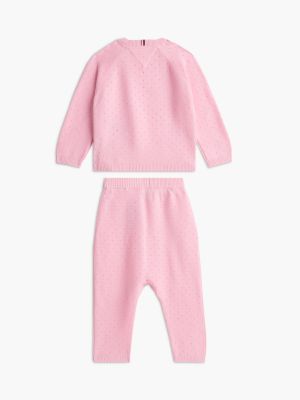 Комплекты Tommy Hilfiger Pointelle Sweater & Pant Gift Set для малышей, цвет: Розовый — фото 2
