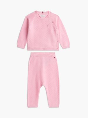 Комплекты Tommy Hilfiger Pointelle Sweater & Pant Gift Set для малышей, цвет: Розовый — фото 1