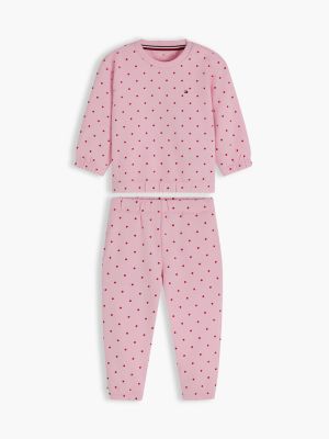 Комплекты Tommy Hilfiger Allover Print Sweatsuit Set для малышей, цвет: Розовый — фото 1