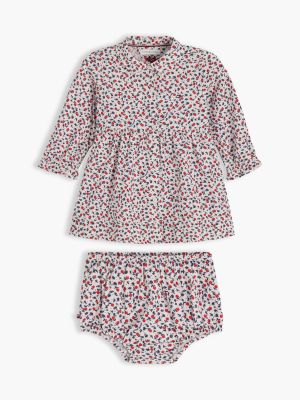 Babies' Floral Print Dress & Bloomer Set, Floral White