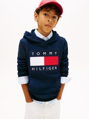 Kids' Flag Badge Hoodie, Dark Night Navy