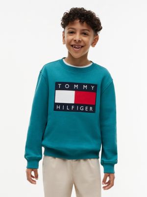 Kids' Flag Badge Sweatshirt, Platinum Teal
