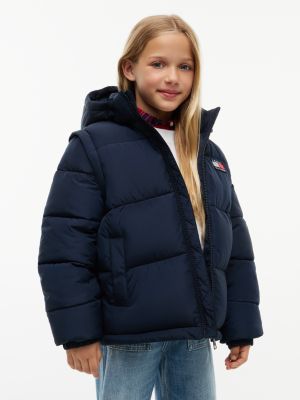 Детская куртка Tommy Hilfiger Classic Badge Logo Hooded Puffer, цвет: Тёмный синий — фото 2