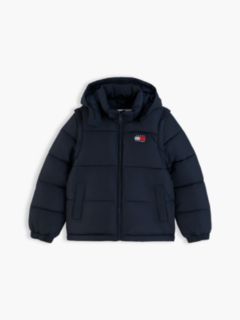 Kids' Classic Badge Logo Hooded Puffer — Dark Blue 11