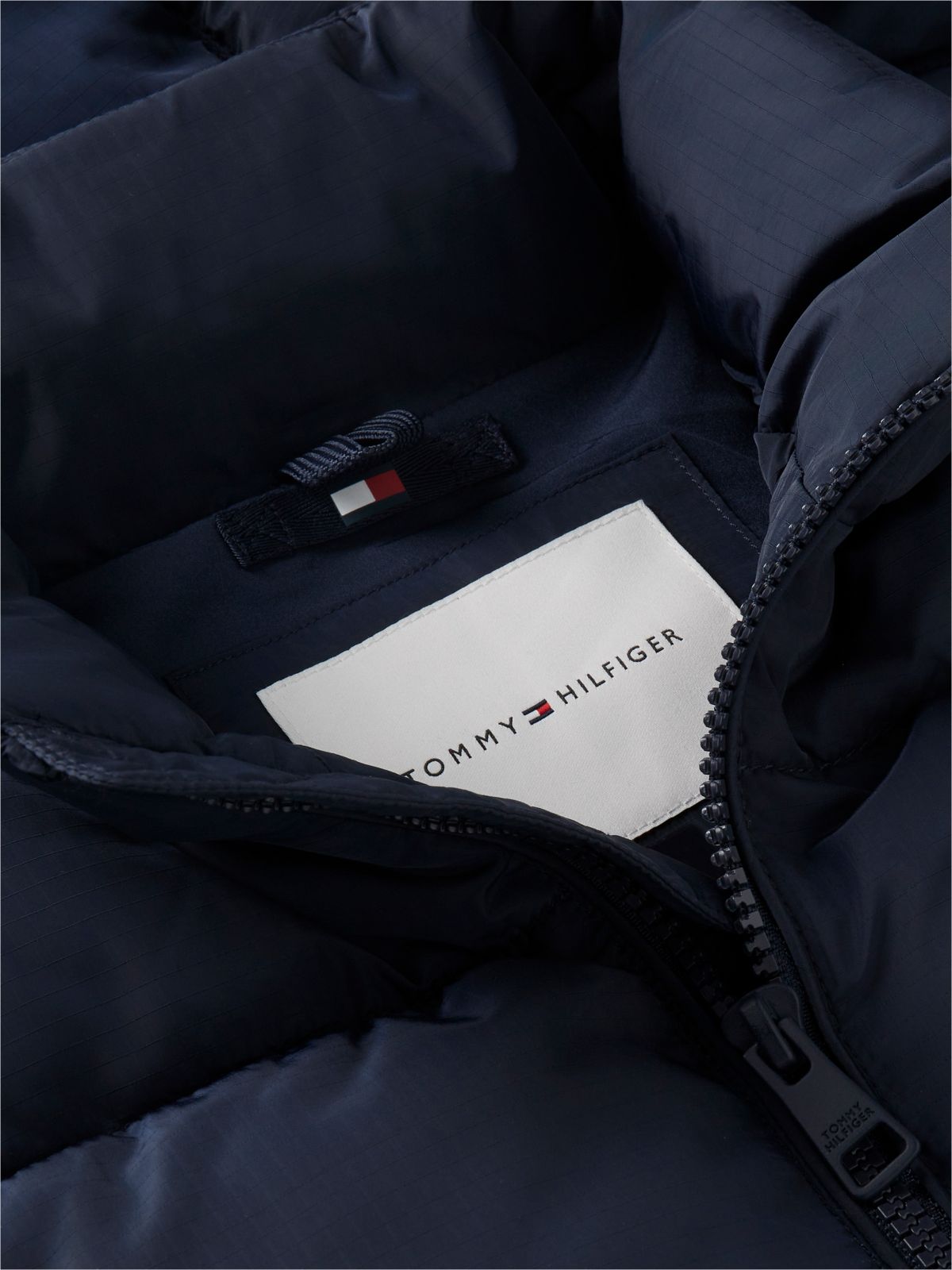 Kids' Classic Badge Logo Hooded Puffer — Dark Blue