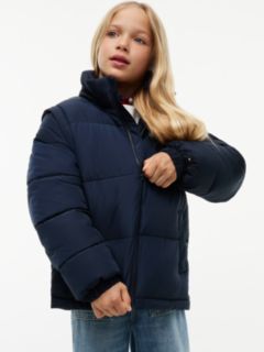 Kids' Classic Badge Logo Hooded Puffer — Dark Blue 3