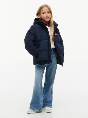 Детская куртка Tommy Hilfiger Classic Badge Logo Hooded Puffer, цвет: Тёмный синий — фото 4
