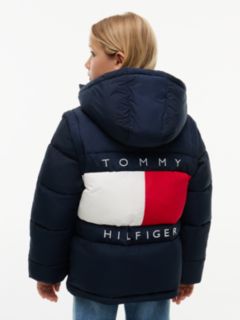 Kids' Classic Badge Logo Hooded Puffer — Dark Blue 9