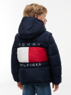 Kids' Classic Badge Logo Hooded Puffer — Dark Blue 10