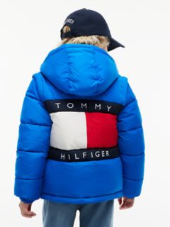 Kids' Classic Badge Logo Hooded Puffer — Vibrant Blue 9