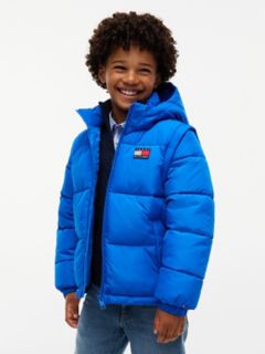 Kids' Classic Badge Logo Hooded Puffer — Vibrant Blue 1