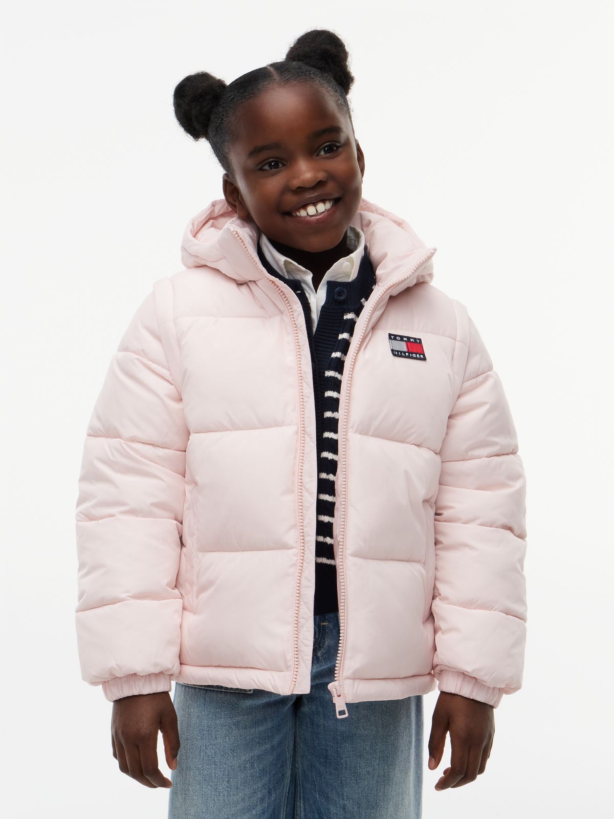 Kids' Classic Badge Logo Hooded Puffer — Whimsy Pink