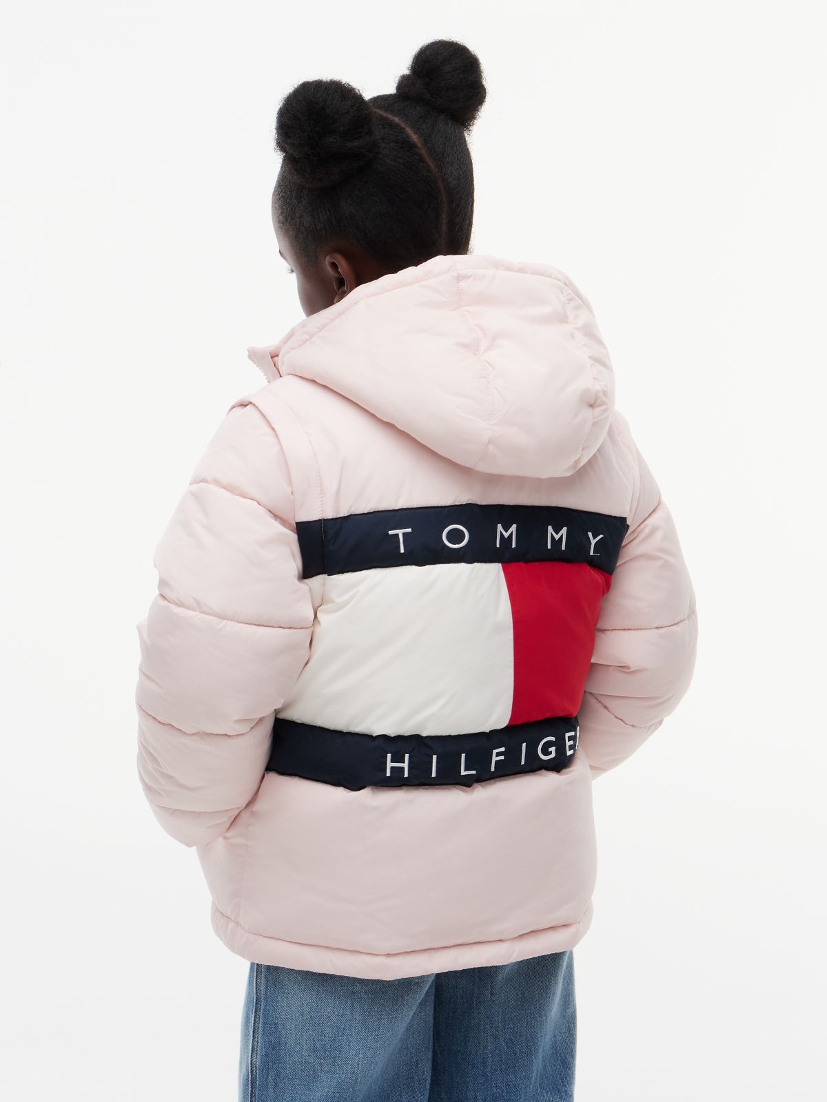Kids' Classic Badge Logo Hooded Puffer — Whimsy Pink