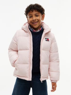 Kids' Classic Badge Logo Hooded Puffer, Whimsy Pink