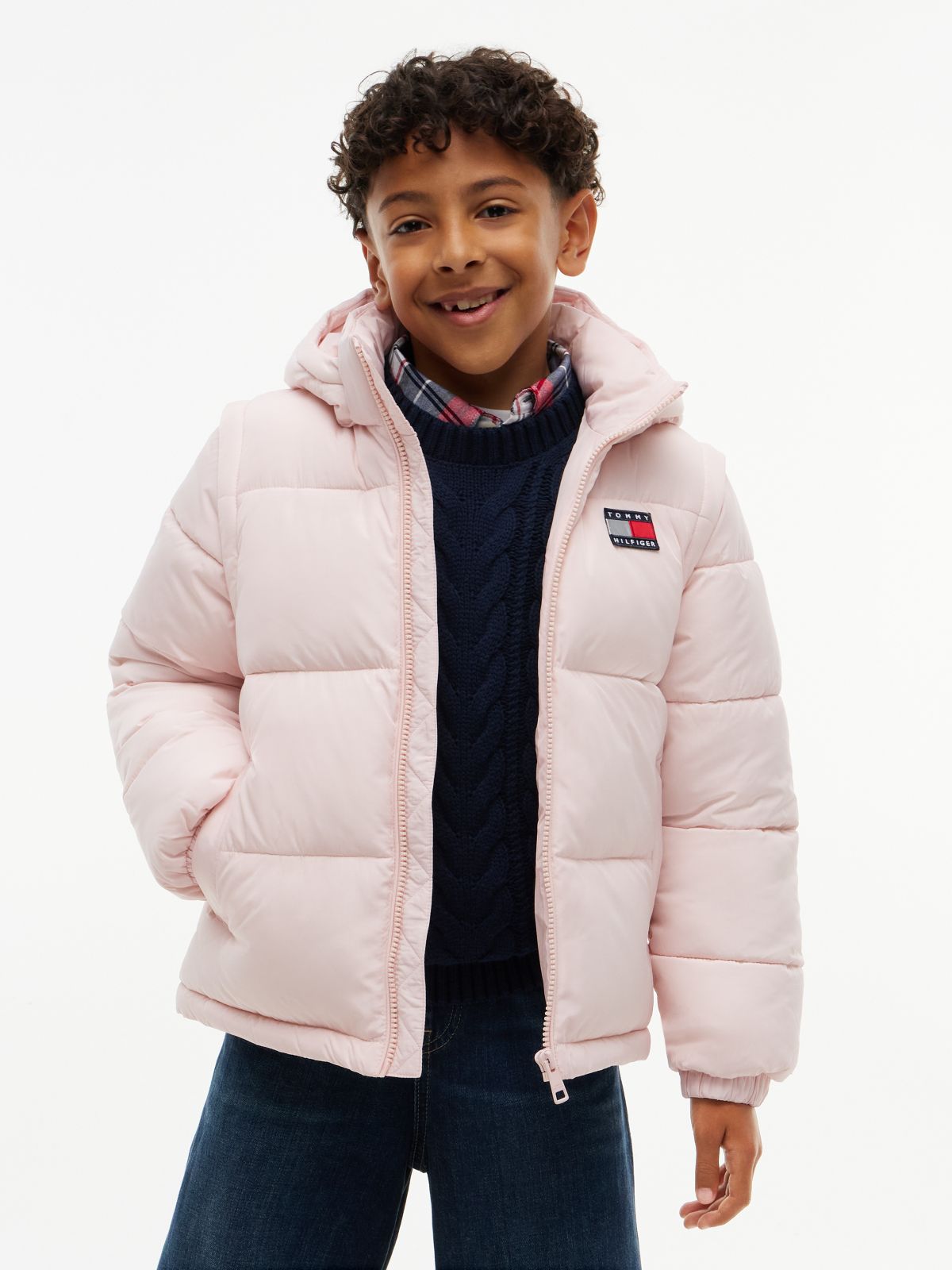 Kids' Classic Badge Logo Hooded Puffer — Whimsy Pink